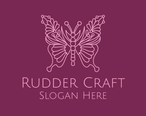 Floral Butterfly Wings  logo design