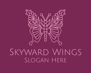 Floral Butterfly Wings  logo design