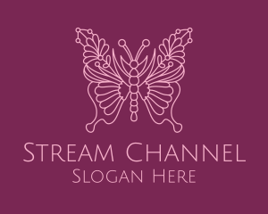 Floral Butterfly Wings  logo design