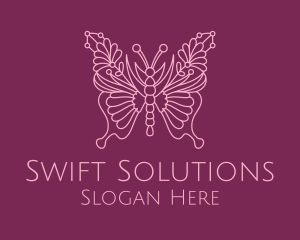 Floral Butterfly Wings  logo design