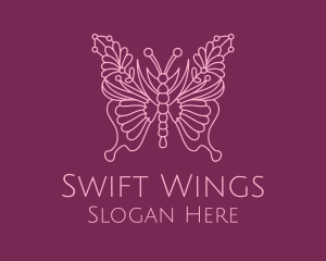 Floral Butterfly Wings  logo design