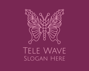 Floral Butterfly Wings  logo design