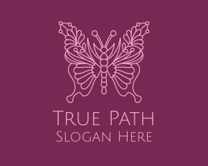 Floral Butterfly Wings  logo design