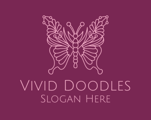 Floral Butterfly Wings  logo design