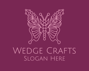 Floral Butterfly Wings  logo design