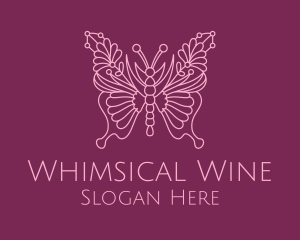 Floral Butterfly Wings  logo design