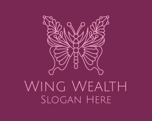 Floral Butterfly Wings  logo design