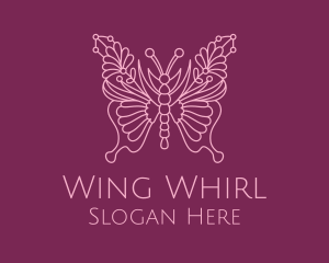 Floral Butterfly Wings  logo design