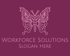 Floral Butterfly Wings  logo design