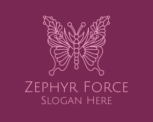 Floral Butterfly Wings  logo design