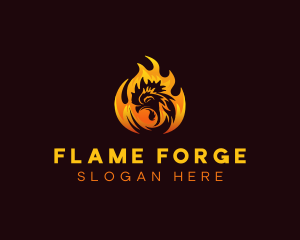 Chicken Flame Barbecue logo design