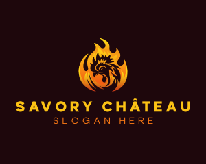 Chicken Flame Barbecue logo design