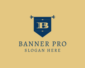 Wrought Iron Flag Banner logo design