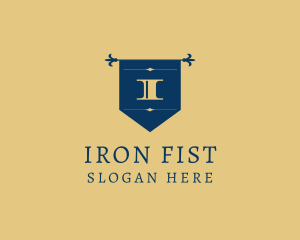 Wrought Iron Flag Banner logo design