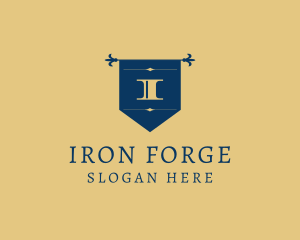 Wrought Iron Flag Banner logo design