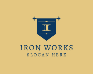 Wrought Iron Flag Banner logo design