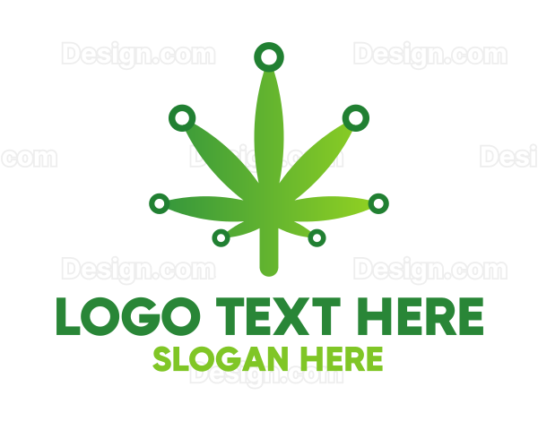 Cannabis Maijuana Leaf Technology Logo