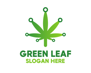 Cannabis Maijuana Leaf Technology logo design