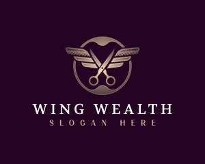 Barber Scissors Wings logo design