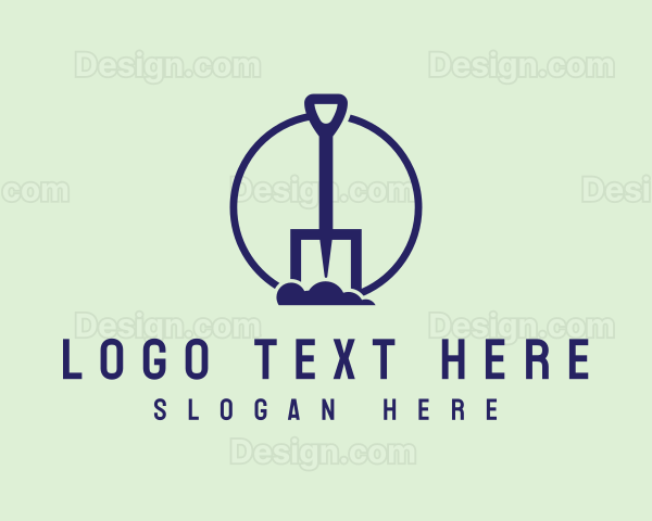 Blue Dig Shovel Gardening Logo