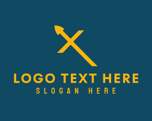 Letter - Yellow Spear Letter X logo design