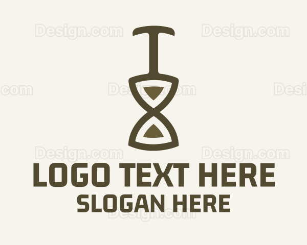 Hourglass Shovel Construction Logo