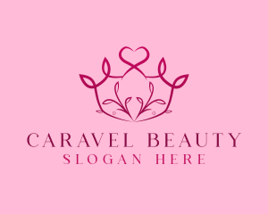 Beauty Leaf Tiara Crown logo design