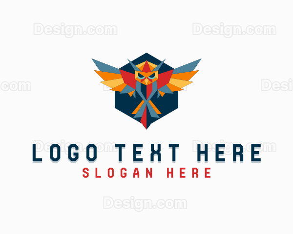 Geometric Owl Bird Wings Logo