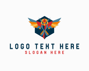 Geometric Owl Bird Wings logo