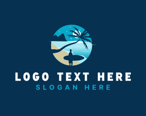 Beach Vacation Surfing Logo