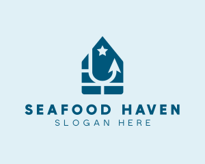 Fish Hook Seafood Home  logo design