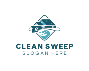 Pressure Washer Water Clean logo design