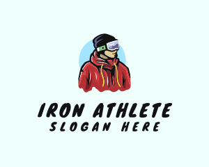 Man Skier Athlete logo design