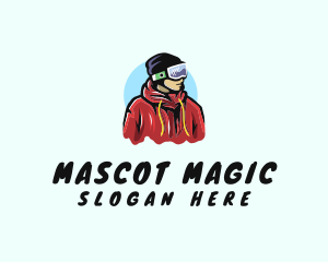 Man Skier Athlete logo design