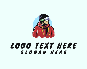 Skiing - Young Man Skier logo design
