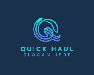 Water Surfing Wave logo design