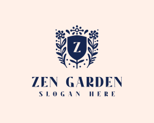 Gardening Floral Shield logo design