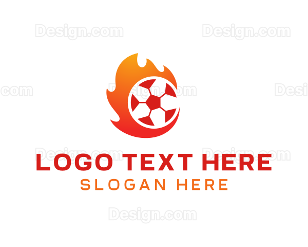 Flaming Soccer Football Ball Logo