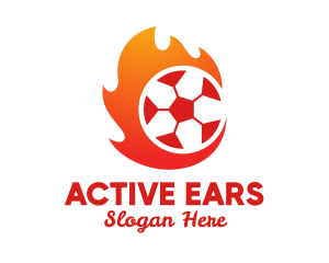 Flaming Soccer Football Ball logo design