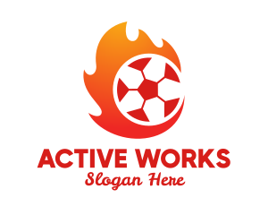 Flaming Soccer Football Ball logo design