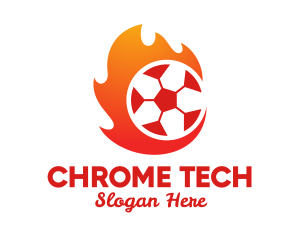 Flaming Soccer Football Ball logo design