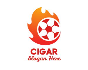 Flaming Soccer Football Ball logo design