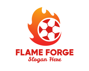 Flaming Soccer Football Ball logo design