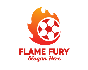 Flaming Soccer Football Ball logo design