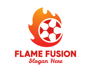 Flaming Soccer Football Ball logo design