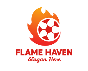 Flaming Soccer Football Ball logo design