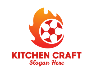 Flaming Soccer Football Ball logo design