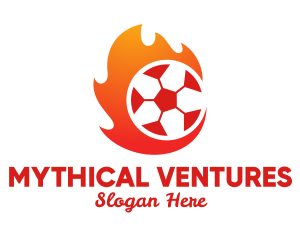 Flaming Soccer Football Ball logo design