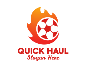 Flaming Soccer Football Ball logo design