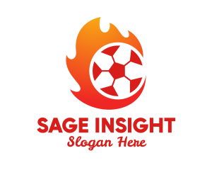 Flaming Soccer Football Ball logo design